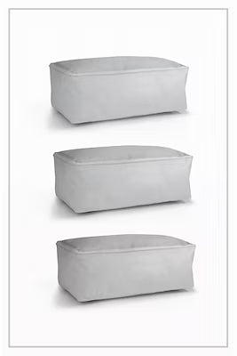 Set of 3 under-base storage bags for wardrobe and cabinet organization