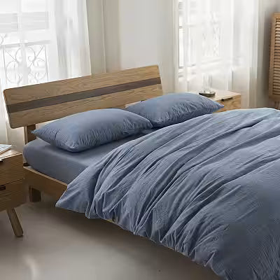 Japanese Solid-color Simple Dormitory Yarn-dyed Washed Cotton Four-piece Set - image 4
