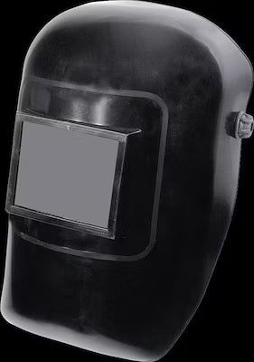 Welding shield with reinforced plastic frame and clear glass