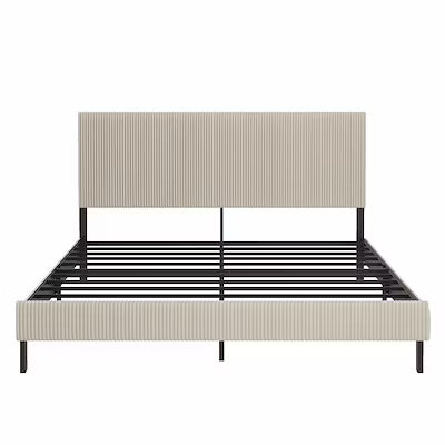 King Bed Frame w/ Upholstered Headboard