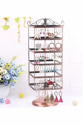 Large Square Metal Earring Stand with 288 Holes, 48 cm - Organizer for Jewelry Display