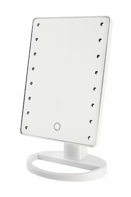 LED Lighted Vanity Mirror with Touch Control and Storage Tray – Battery Powered