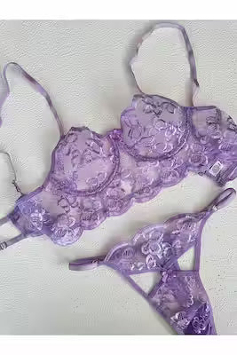 Lilac Underwire Bra Set with Adjustable Straps