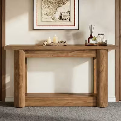 Long console table with sleek rectangular design for entryway and living room