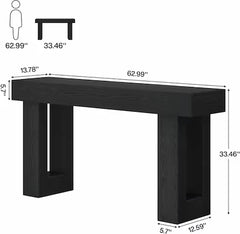 Long Console Table Wooden Rectangular Sofa Table Behind the Couch