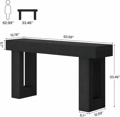 Long Console Table Wooden Rectangular Sofa Table Behind the Couch