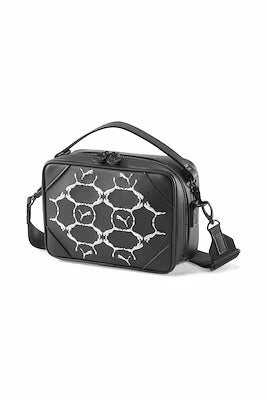 Embroidered Vegan Leather Mini Shoulder Bag with Dual Carry Options