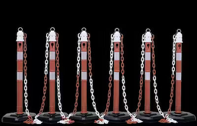 Polypropylene Safety Barrier Posts with Reflective Strips - 1000mm x 63mm, Pack of 6