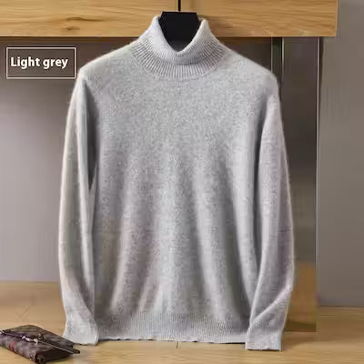 Men's Cozy High-Collar Solid Pullover Sweater - image 2