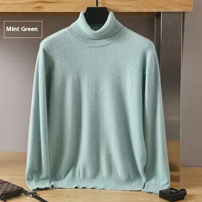 Men's Cozy High-Collar Solid Pullover Sweater - image 3