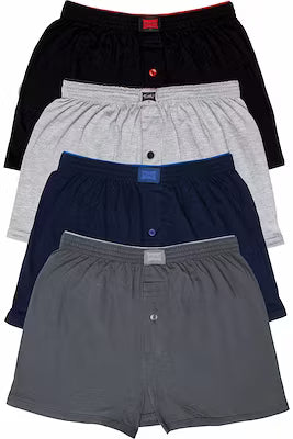 4-pack men's combed cotton plain boxer shorts in grey