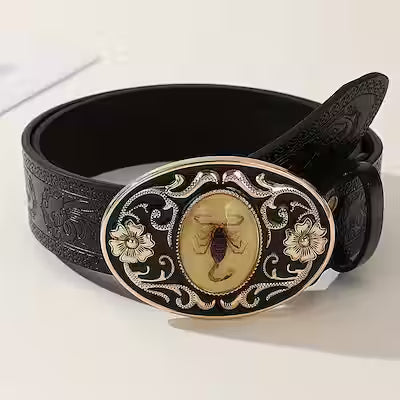 Men's Patterned Scorpion Leather Belt
