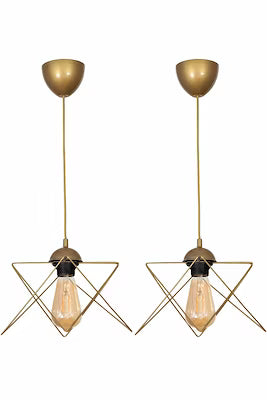 2-piece antique-style metal pendant light set with E27 sockets