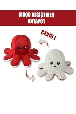 Red and white mood changing octopus plush toy