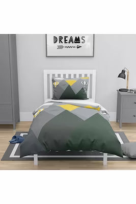 Mountains Pattern Cotton Duvet Cover Set with Non-Elastic Sheet