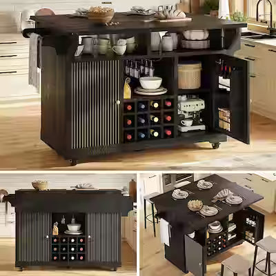 Multifunctional Serving Trolley with Storage and Wine Rack