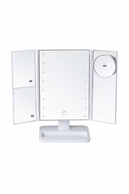 5-Section Folding LED Makeup Mirror with Magnifying Panels