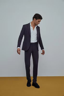 Navy blue viscose and polyamide chino suit