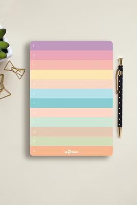 Pastel numbered desk planner with removable pages