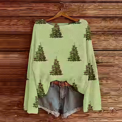 Off-the-shoulder Pullover Sweater with 3d Print