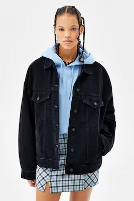 Oversized cotton denim jacket with relaxed fit