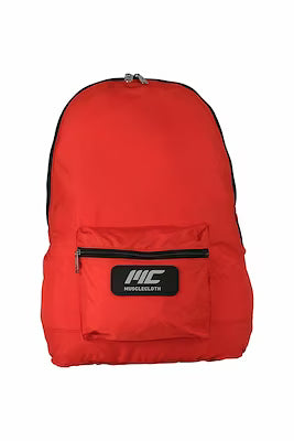 Orange foldable travel backpack with water repellent fabric