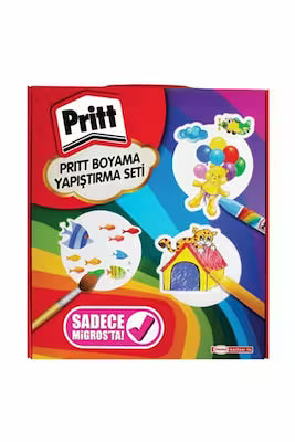 Children's art set with 12 crayons, felt tips, watercolors and glue