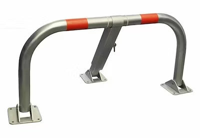 Galvanized parking barrier cylinders with reflective strips