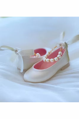 Stylish girls' orthopedic babet shoes with pearl accents