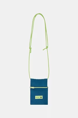 Adjustable drawstring phone bag with zipper closure