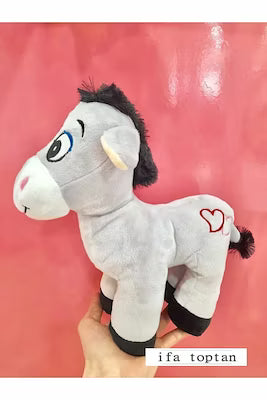 Heart pattern plush donkey stuffed toy for toddlers