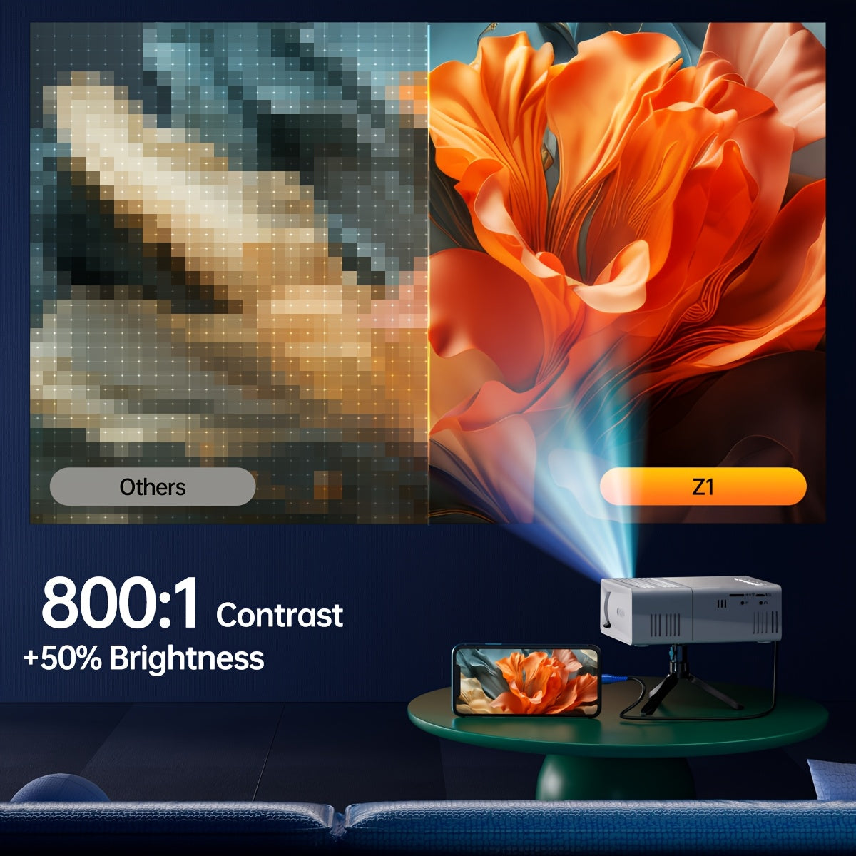 Video laden: Mini Portable Projector with Full HD 1080P Smart TVlike LCD Display Compatible with SmartphonesTabletsLaptops USB Plug  Play Compact Projector for Theater Gaming Movies Compatible with  Devices