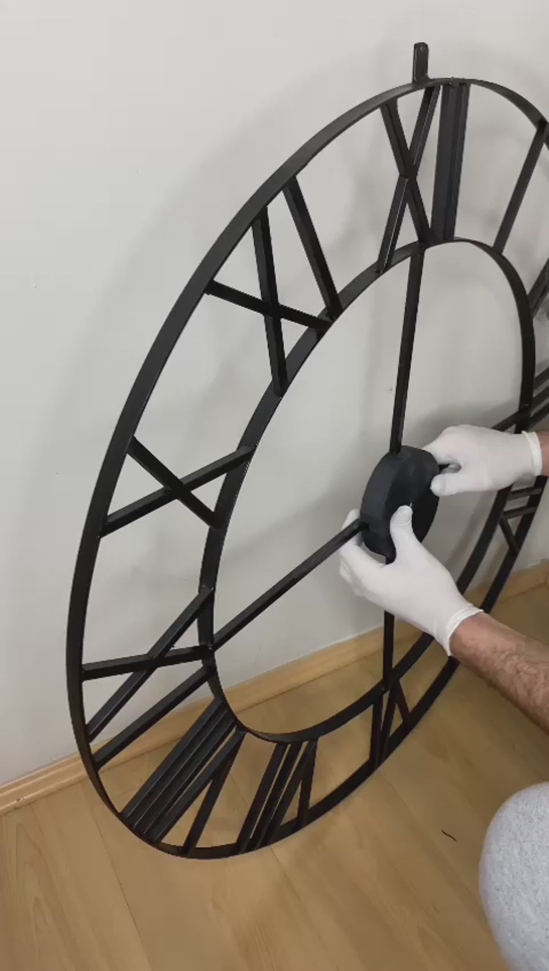 Load video: Farmhouse Large Wall Clock Pure Metal Vintage Decorative Large Oversized 36Inc (90 Cm)Black