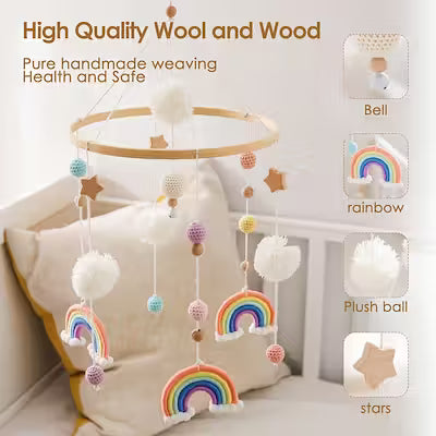 Rainbow Star Crib Mobile for Baby Development