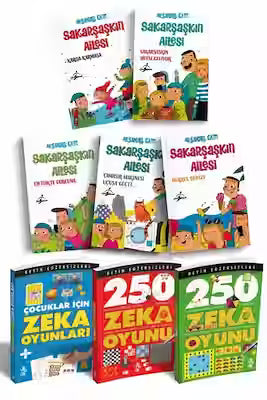 Children's activity books set with puzzles and stories for ages 6 to 10