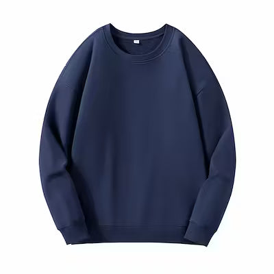 Round Neck Sweater Men's Combed Cotton Drop Shoulder Pullover - image 3