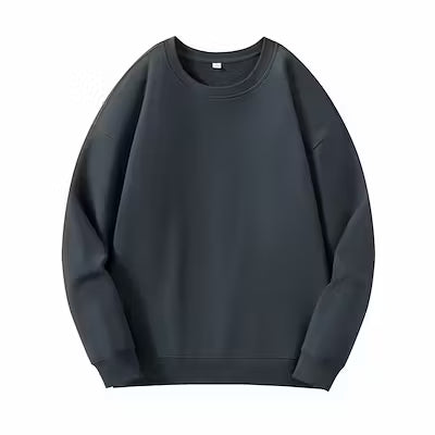 Round Neck Sweater Men's Combed Cotton Drop Shoulder Pullover - image 2