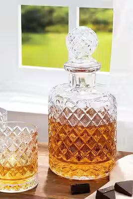 Handmade glass carafe with lid
