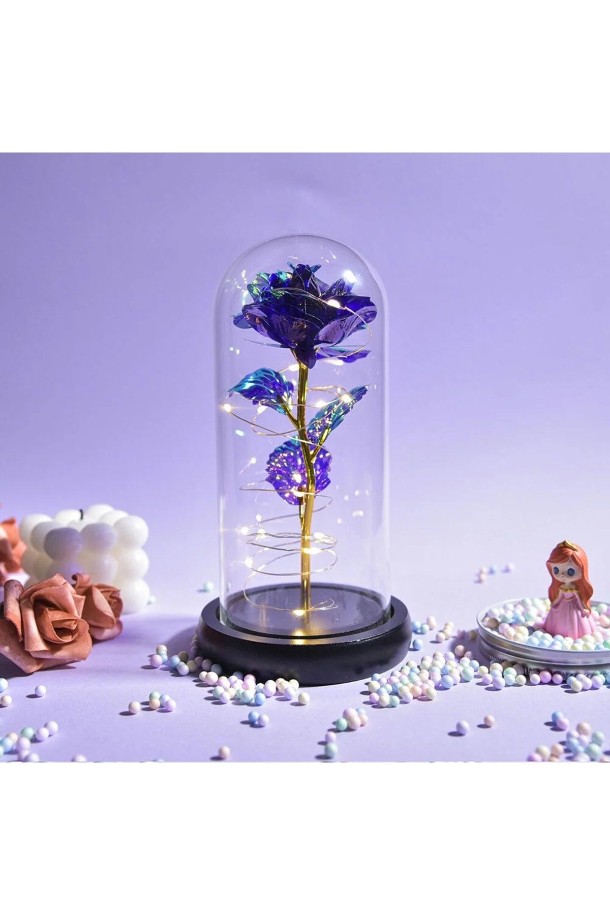 Illuminated purple rose dome