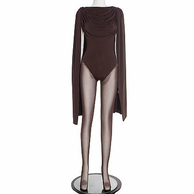 Women's Solid Patchwork Long Sleeve Mesh Jumpsuit
