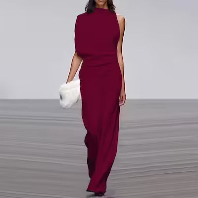 Solid Color One-Shoulder Pile Collar Jumpsuit - image 7
