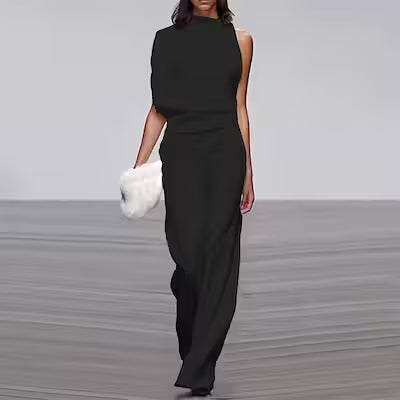 Solid Color One-Shoulder Pile Collar Jumpsuit - image 4