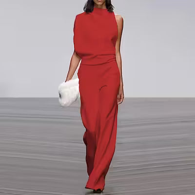 Solid Color One-Shoulder Pile Collar Jumpsuit - image 2