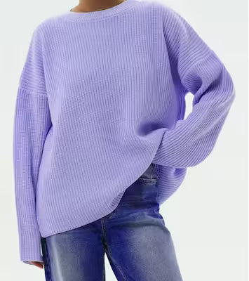 Spring and Autumn Loose Solid Color Knitted Pullover Sweater - image 9