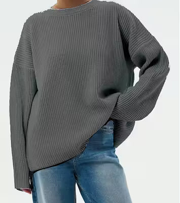 Spring and Autumn Loose Solid Color Knitted Pullover Sweater - image 6