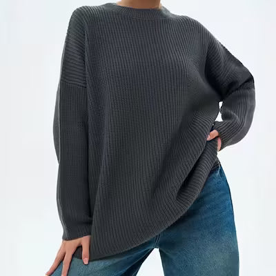 Spring and Autumn Loose Solid Color Knitted Pullover Sweater - image 5