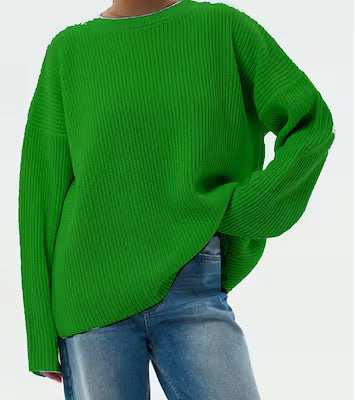 Spring and Autumn Loose Solid Color Knitted Pullover Sweater - image 8