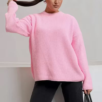 Spring and Autumn Loose Solid Color Knitted Pullover Sweater