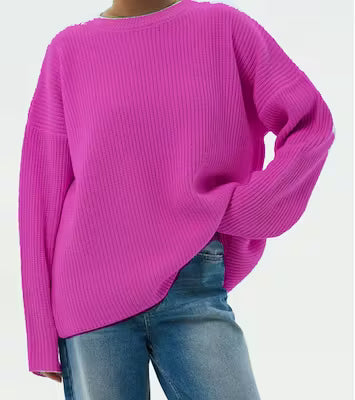 Spring and Autumn Loose Solid Color Knitted Pullover Sweater - image 7