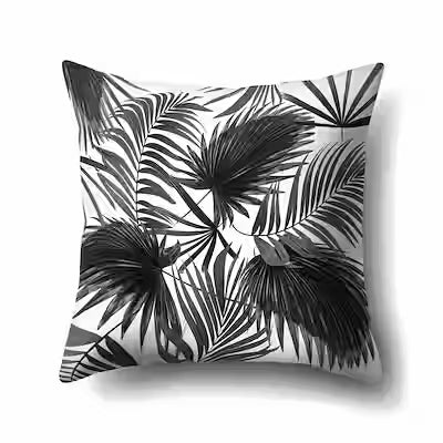 Spring Leaf Black Series Pattern Polyester Pillowcase